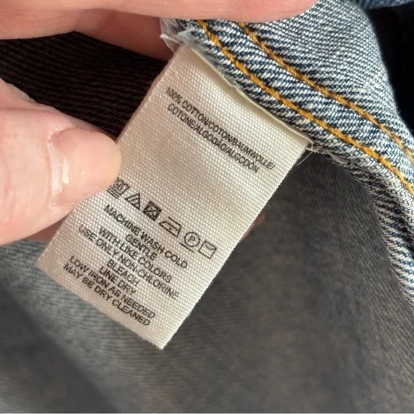 Free People We The Free Distressed Long denim Jacket Size M - Picture 5 of 6